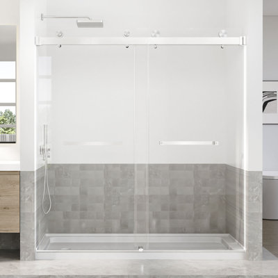 66 To 72 In. W X 76 In. H Double Sliding Frameless Shower Door With 5/16 In. Tempered Clear Glass