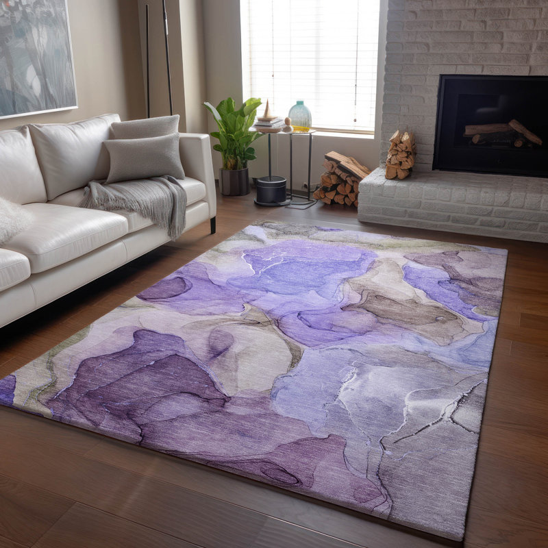 Tapis mauve Premium lavable à la machine Cerrito AMF504, Rectangle 2 pi 6 po x 3 pi 10 po