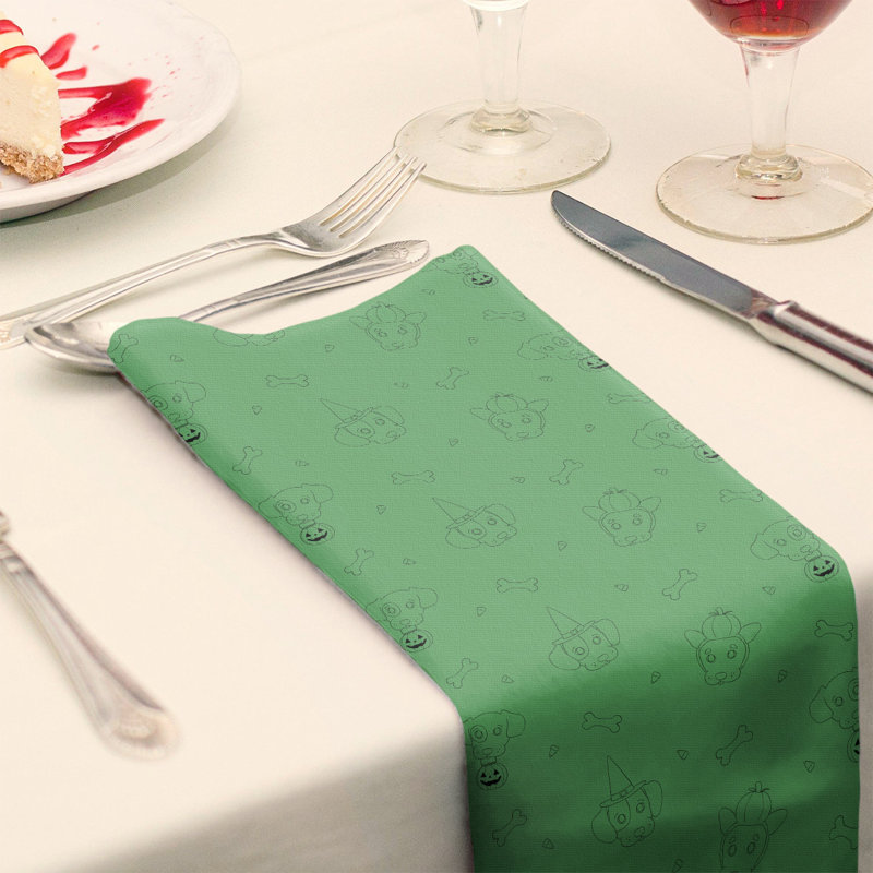 No Pattern Square Napkin, 22" x 22", Cotton, Green/Black