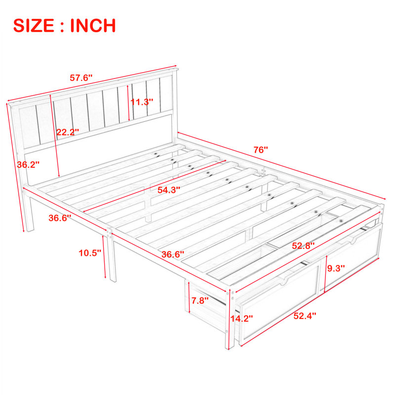 Hinkson Storage Platform Bed, White