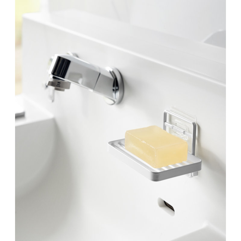 White Stainless Steel Self-Adhesive Soap Tray