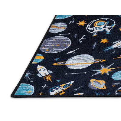 Machine Washable Space Gray Area Rug