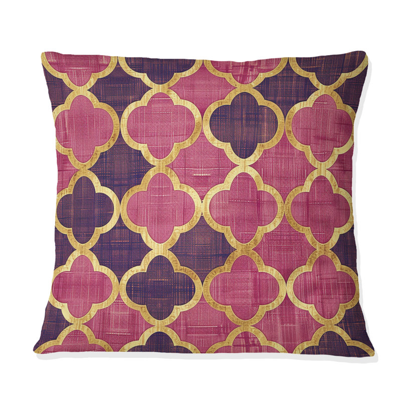Coussin Magenta Quatrefoil Glam II - Transitional, H 18 po x l 18 po