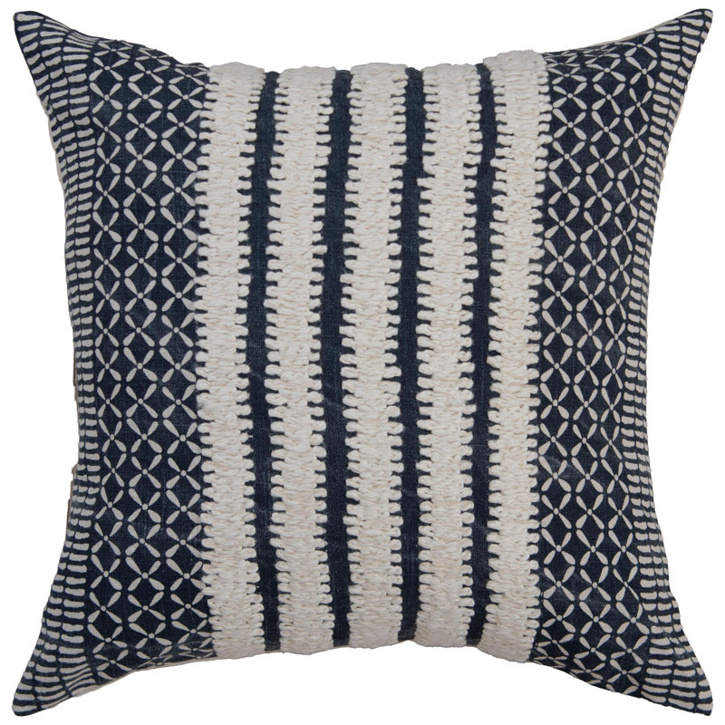 100% Cotton Filled Throw Pillow, Polyester, Navy