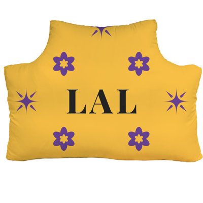 LA Colors Purple White Gold Headboard Pillow Twin 39.5 inch x 29.5 inch