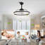 Ventilateur de plafond noir moderne de 24 pouces avec lumières DEL à intensité variable et télécommande, Fandelier réversible à 6 vitesses pour chambre à coucher Chantrice-1739666415