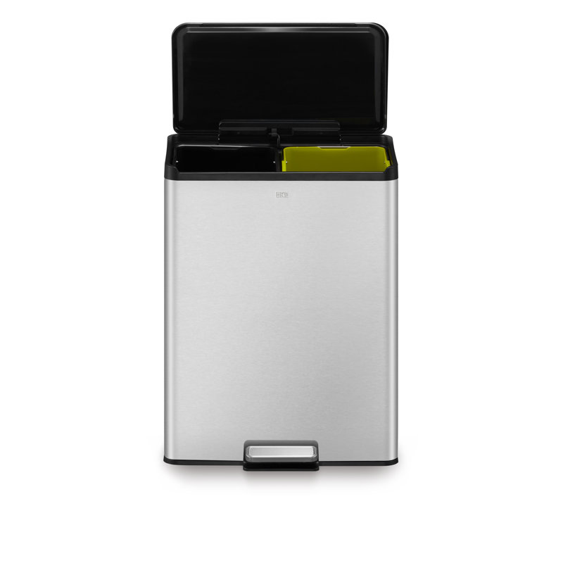 Steel Step On Multi-Compartment Rubbish & Recycling Bin - 40L, Silver