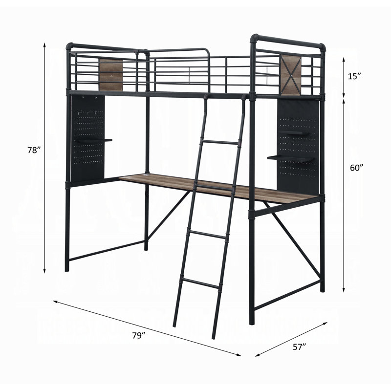Lit mezzanine simple Cordelia avec bureau Cordelia