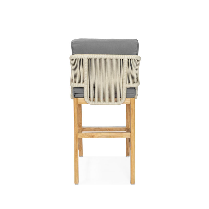 Amadora Outdoor Teak Bar Stool, Charcoal