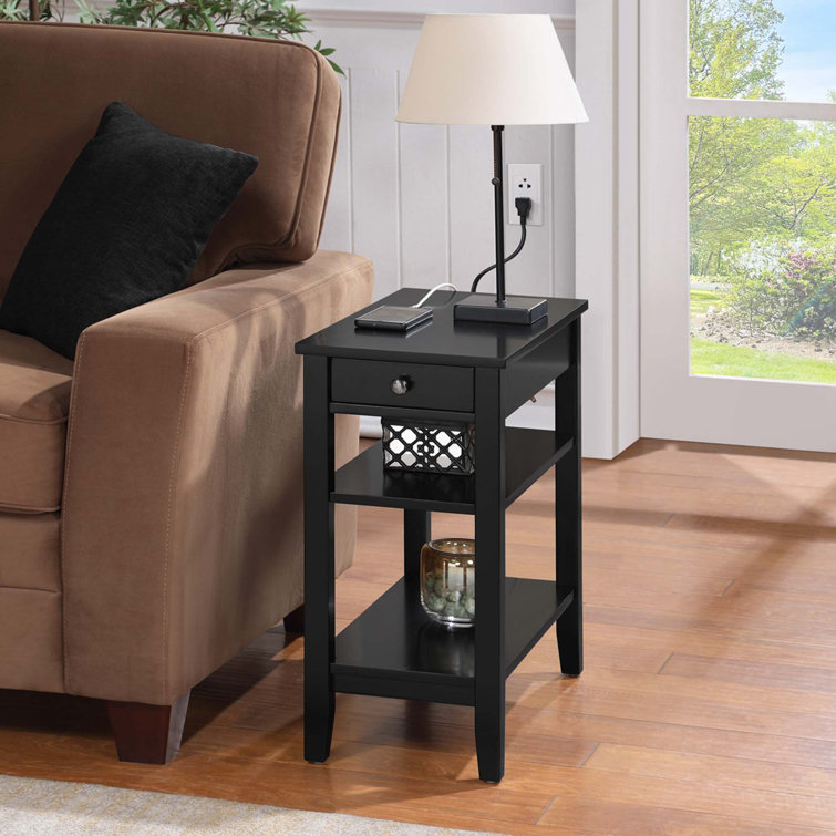 Carbin 24'' Tall End Table with 1 Drawer and Built in Outlets