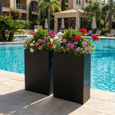 Jardinières rectangulaires en métal pour plantes d'extérieur