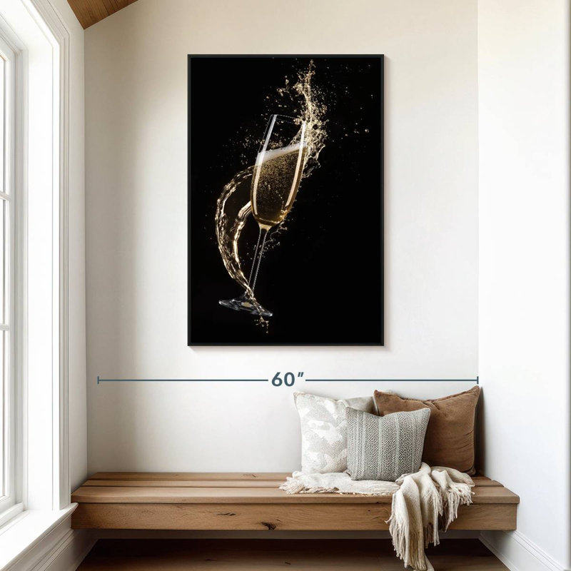 Splashing Champagne, 31" x 46", Floating Frame Black