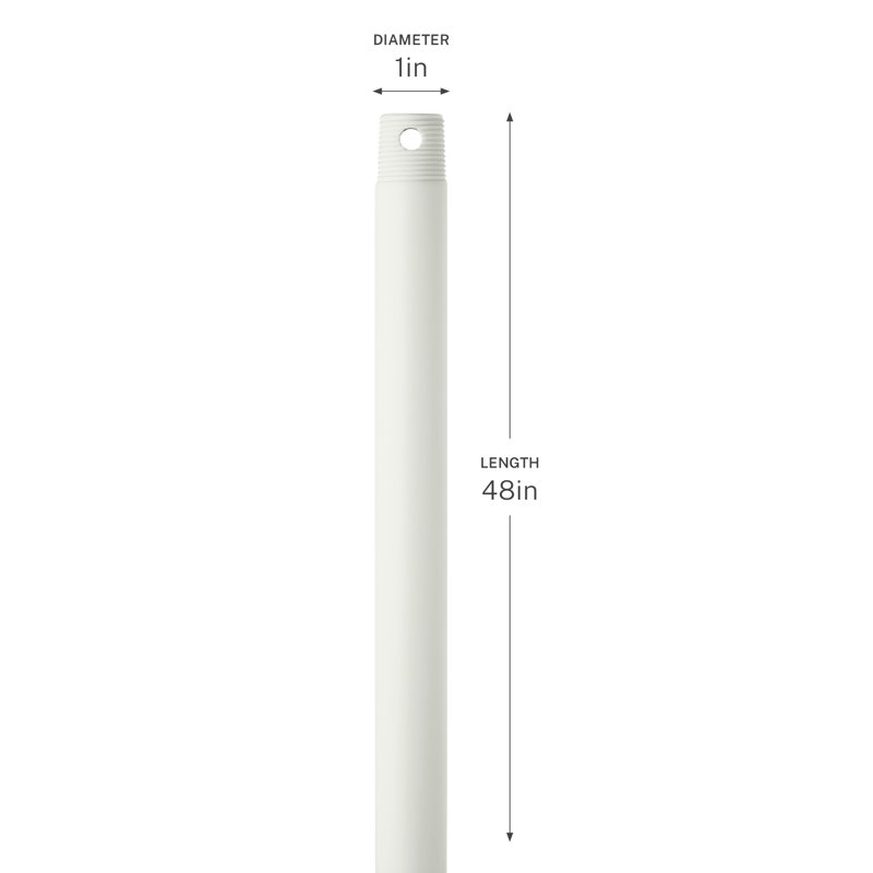 Tige de suspension de ventilateur de plafond blanc mat de 48 pouces, Blanc mat, H 48 po x l 0,75 po x P 0,75 po