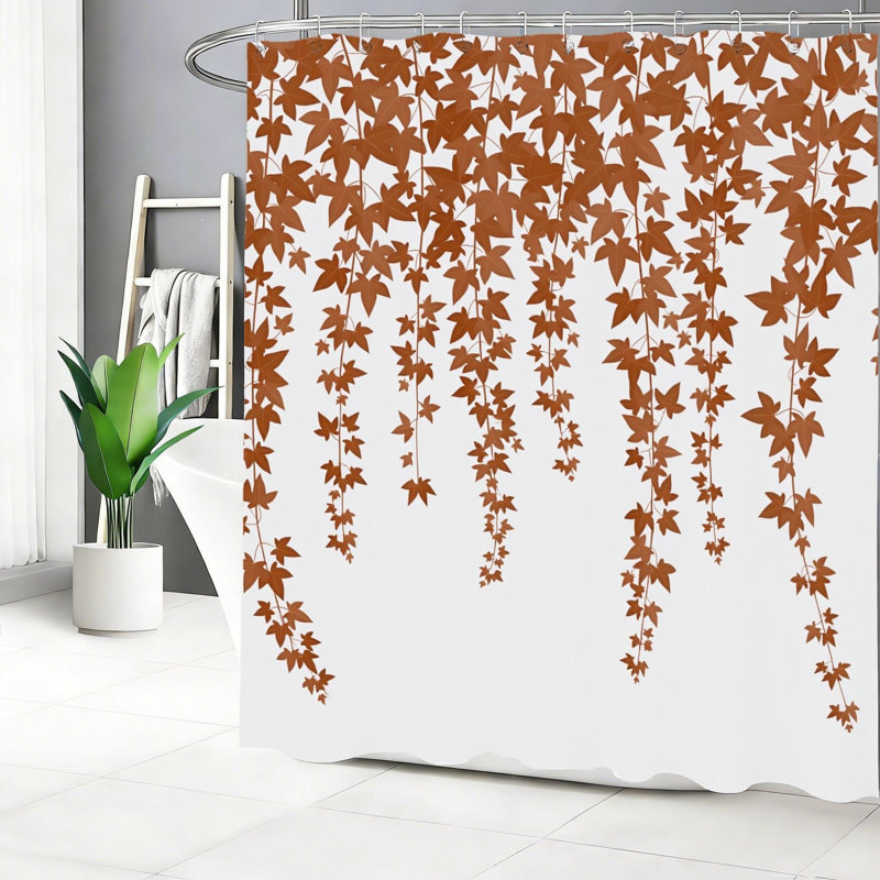 Rideau de salle de bain suspendu en érable avec crochets 72 x 72 pouces (180 x 180 cm), brun