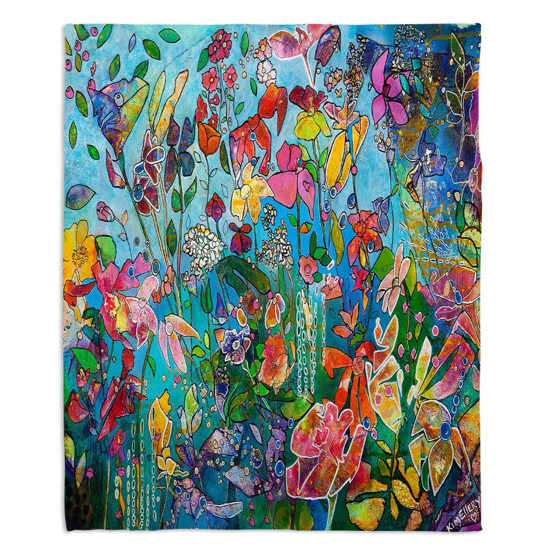 Couverture sherpa doux à plongée dans les fleurs, l 51 po x L 60 po