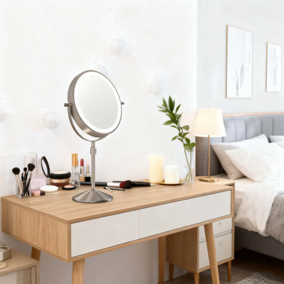 1x/10x True HD Makeup Mirror Brightness Adjustable, Three Colors, 360° Rotation Vanity