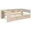 Lit plateforme simple en bois avec tablettes de rangement, tiroirs, station de charge et tête de lit tapissier-1157265681