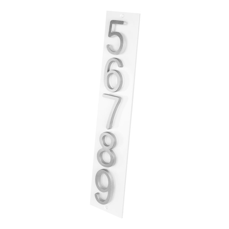 Plaque d'adresse verticale Amgo, Blanc, Argent argent, Oui