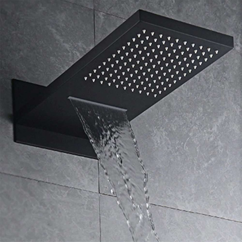 Fontana Florence Matte Black 3 Functions Wall Mount Rainfall Waterfall Shower System with Handheld Shower