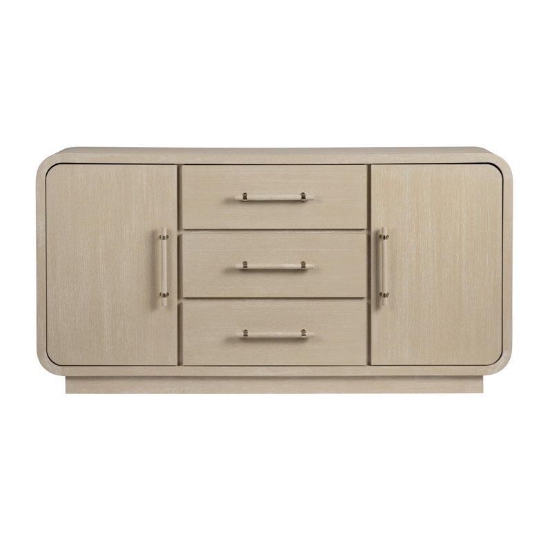 Callen Tan Solid Wood 3 Drawer 2 Door Sideboard