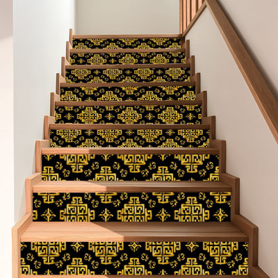 Peel and Stick Wallpaper Contact Paper Roman Greek Key Meander Gold Self Adhesive and Removable 17.7in x 118in(45x300cm)