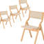 Foldable Wooden Chairs Of 2, Woven Seat And Back, Indoor Stackable For Kitchen Dining, Natural Colour, Blend With Modern Home Decor 2 - Piece Dining Room, Toned Finish, Bohemian Style