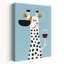 Smiling Giraffe With Wine Contemporary Elegant Minimalist Giraffe Wall Art Print by Andreas Magnusson - Wrapped Canvas Print-2130655856