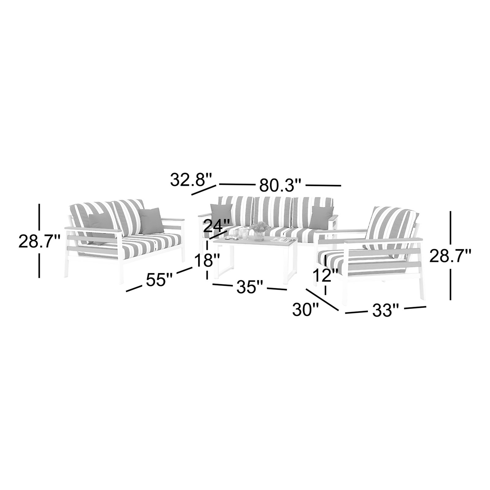 Townsend 6-Person Sunbrella® Patio Seating Group, Coastal Gray