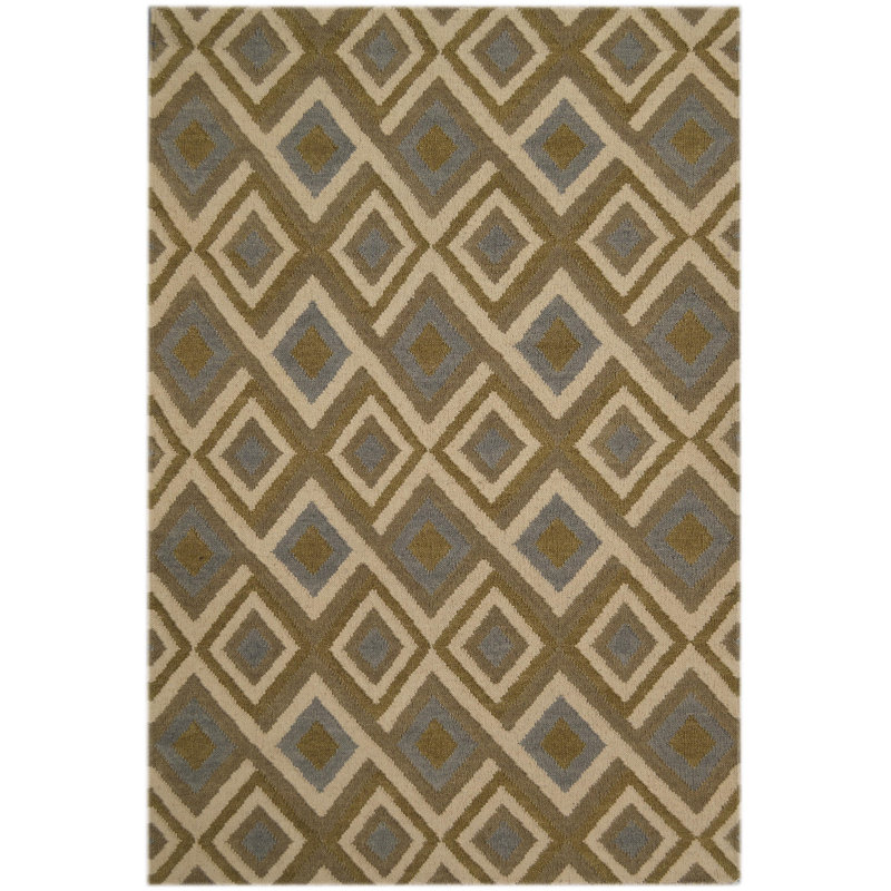 Geometric Wool Flatweave Area Rug, Rectangle 140 x 200cm