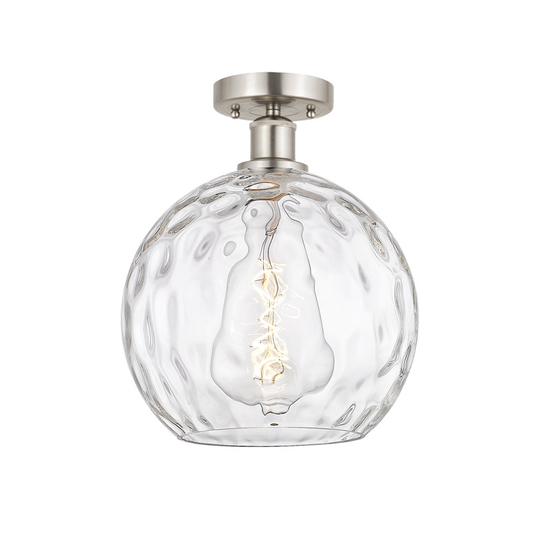 Plafonnier semi-encastré 1 lumière Cindi, H 11,88 po x l 10 po x P 10 po, Nickel satiné brossé