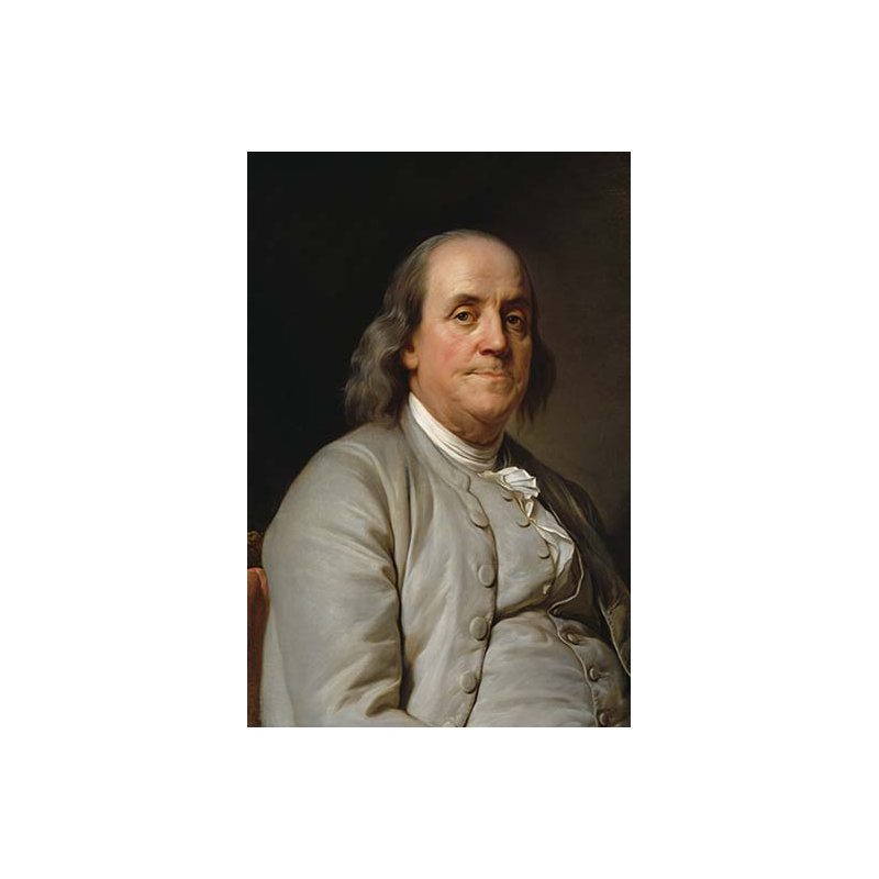 « portrait benjamin franklin » par joseph-siffrede duplessis-impression, H 36 po x l 24 po x P 1,5 po