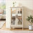 Curio Cabinet | Snow White American Retro Lighted Display with Tempered Glass Doors, Adjustable Shelves, Mirrored Back | MDF+glass-122577522