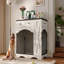 Cage pour chien de style ferme de 110 cm (43,3 po), robuste, avec 3 tiroirs, niche intérieure en bois avec mangeoire amovible, table d'appoint pour chiens moyens et grands, blanche