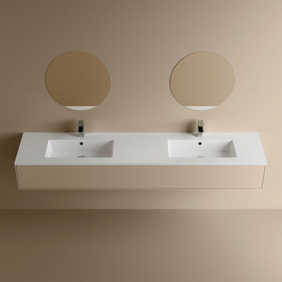 DAX Toscana Vanity Basin, 48", Double Bowl, Glossy White