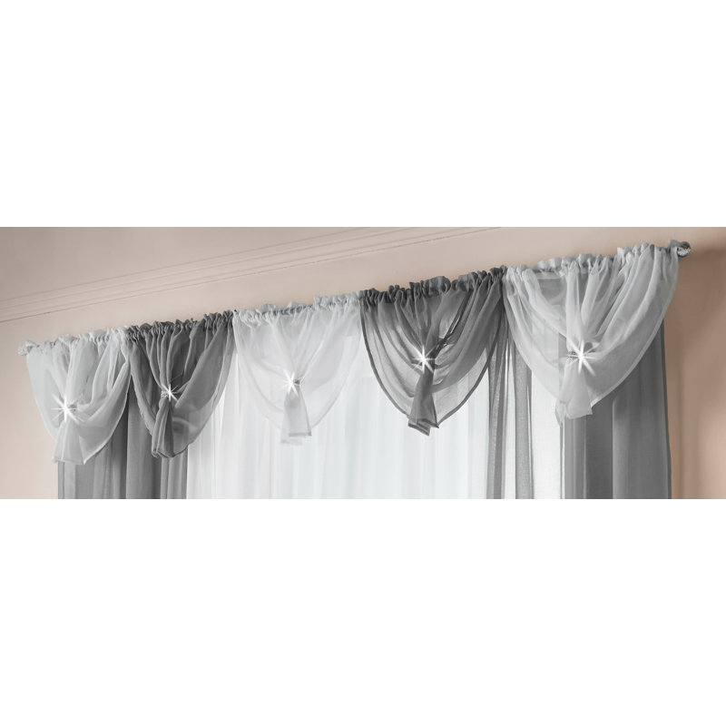 Mera Solid Colour Swag Curtain Pelmet, Silver