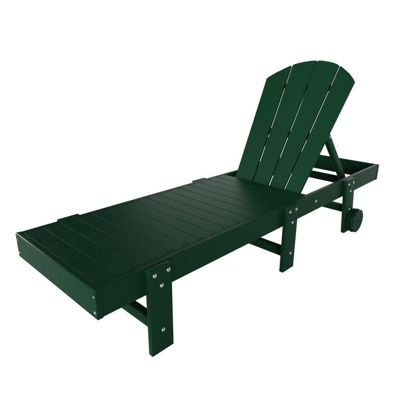 Laguna 77.6" Long Outdoor All-Weather Poly Reclining Single Chaise, Dark Green