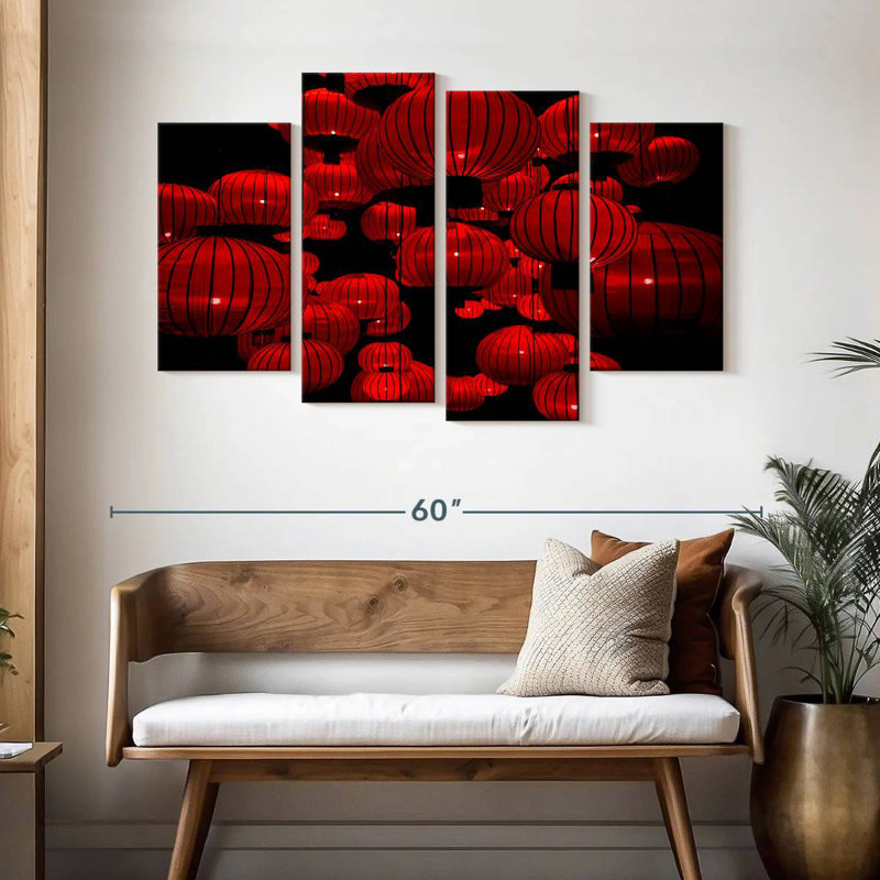 Nicci Red Chinese Lanterns, 32" H x 52" W