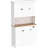 Kitchen Pantry Storage Cabinet With Microwave Oven Countertop, Freestanding Hutch Cabinet With Adjustable Shelves, 6 Doors And 1 Drawer-9607430