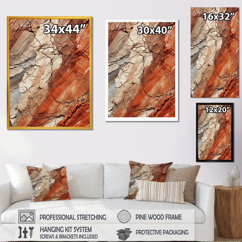 Earth Minimalist Fossils III - Abstract Collages, art mural, Cadre doré simple, H 20 po x l 12 po x P 1 po