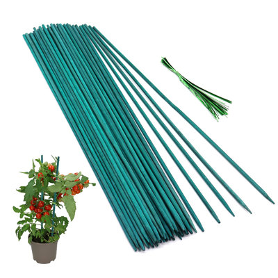 50Pcs 18 Inch Plant Stakes, Sturdy Bamboo Plant Support Sticks, Garden Floral Support for Indoor & Outdoor Potted Plants