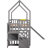 Gray Twin Over Bunk Bed With Space Slide And Storage Feature Modern Twin/Twin Convertible & - Touch-626943950
