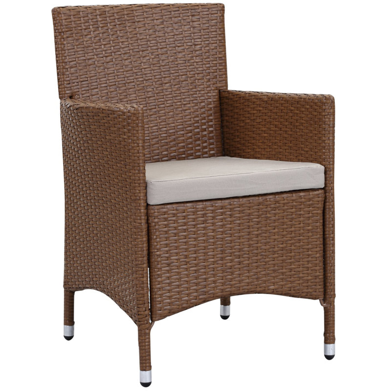 Chaise de patio avec coussin Astrid, Amande grillée / Gris