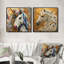 Licorne blanche et dorée scintillante I - art mural licornes - décoration murale moderne 2 pièces-21910359-21910356-21910363
