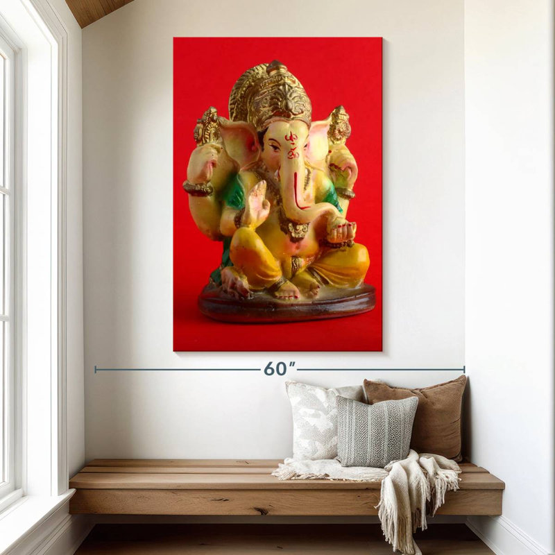 Ganesha sur rouge, H 51 po x l 34 po