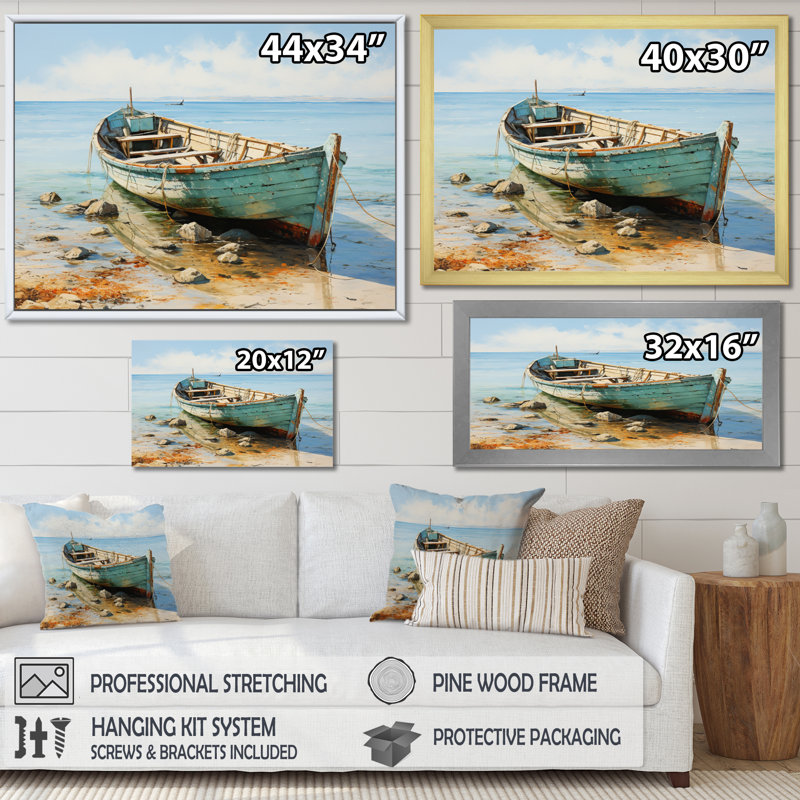 Boat Coastal Melody - Impressions encadrées, H 30 po x l 40 po x P 1,5 po, Toile tendue