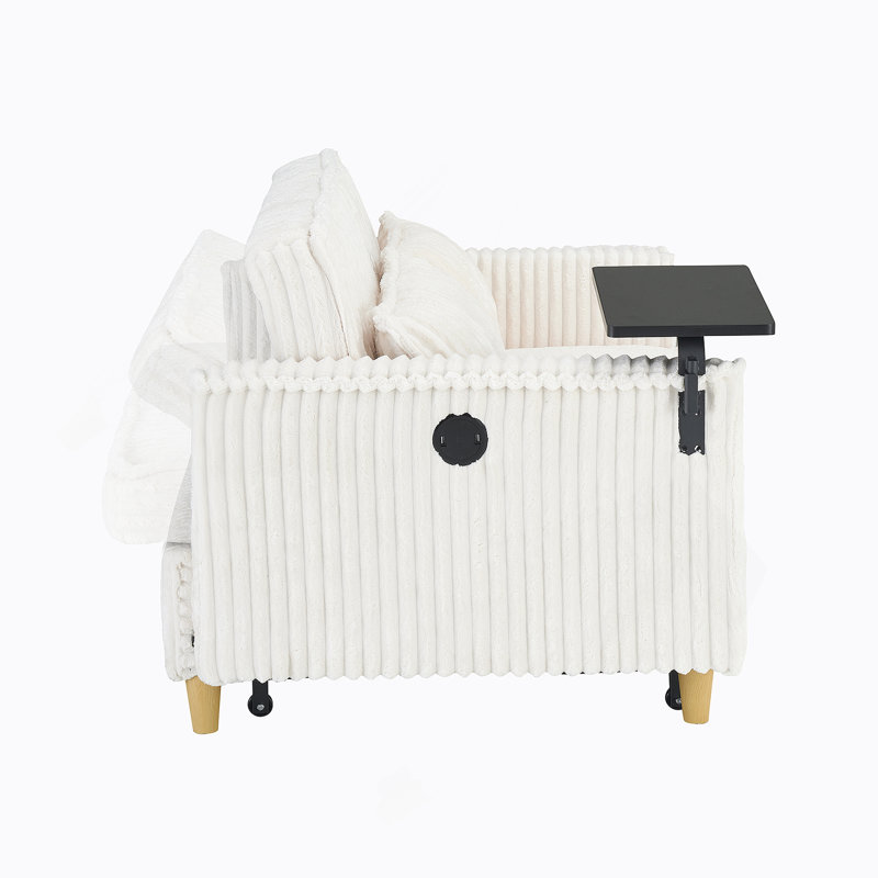 Versatile Transformable Sofa with Movable Tabletop and USB Ports for Relaxation, Beige