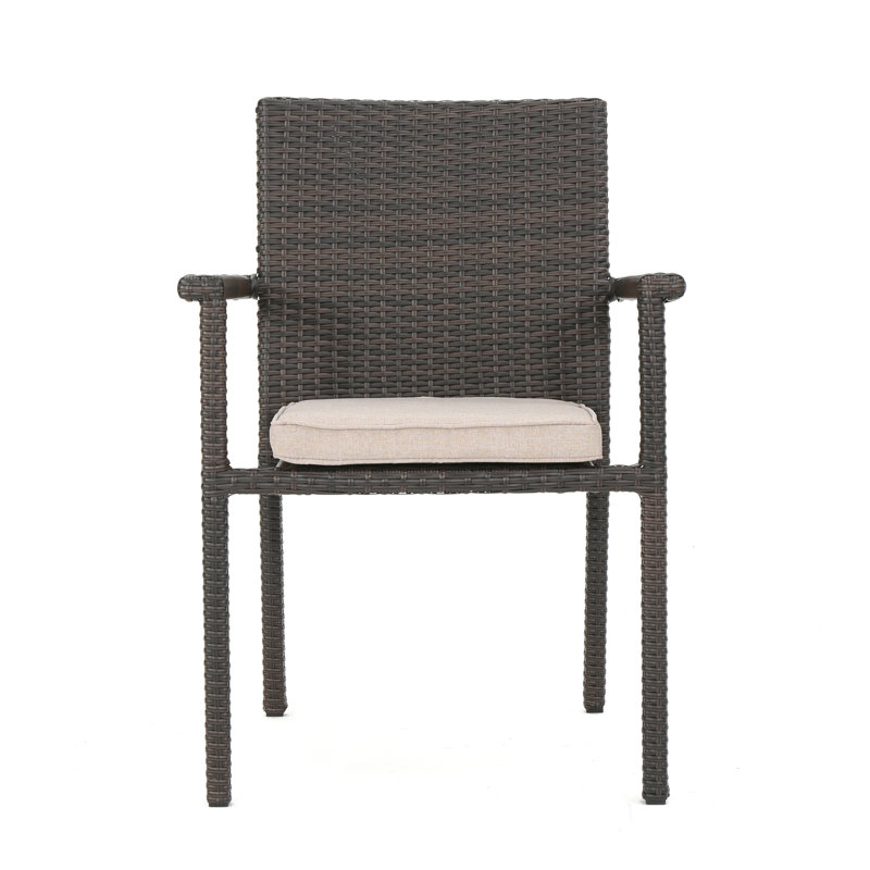 Stackable Multi Brown Dining Chair, With Cushion, Weather , 26.4" D, Ready To Use Chair 34.37" H, Out Of Box