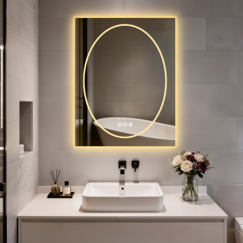 Debroh Wall LED Bathroom Mirror Backlit, 70 cm x 90 cm