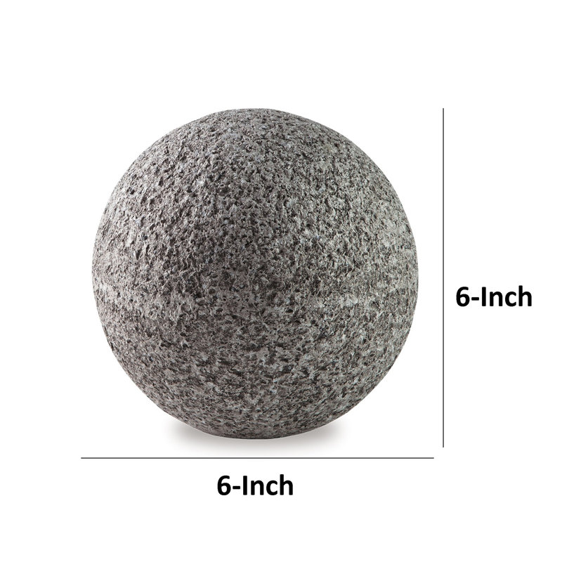 Sculpture de table Zean, ensemble de 3, sphères, simili ciment gris, H 6 po x l 6 po x P 6 po