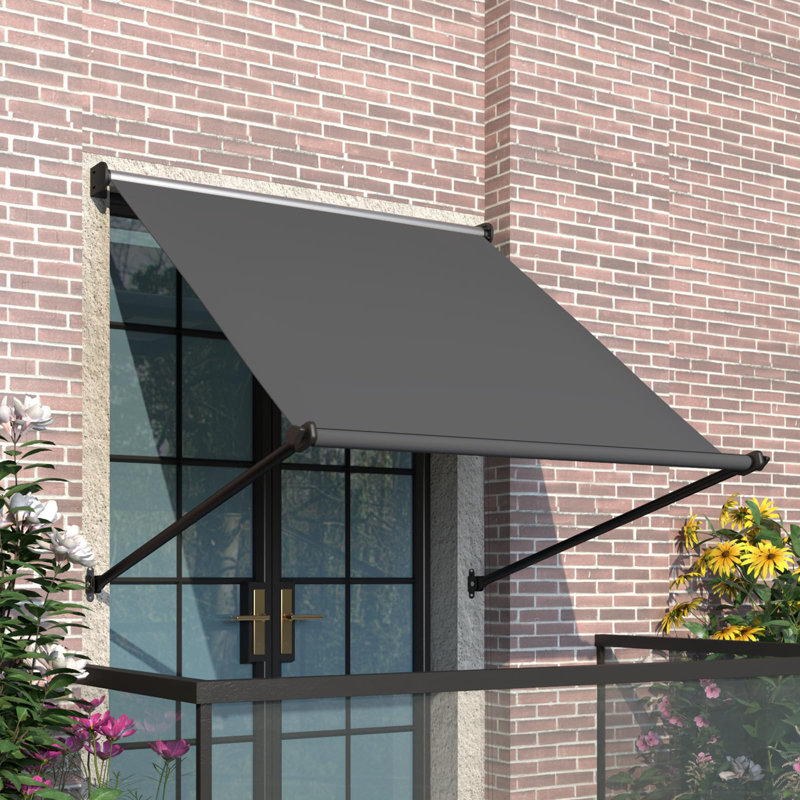Auvents extérieurs manuels pour l'entrée de porte, H 55 po x l 50 po x P 45,3 po